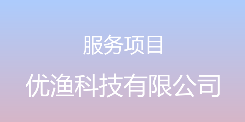 服务项目 - 优渔科技有限公司